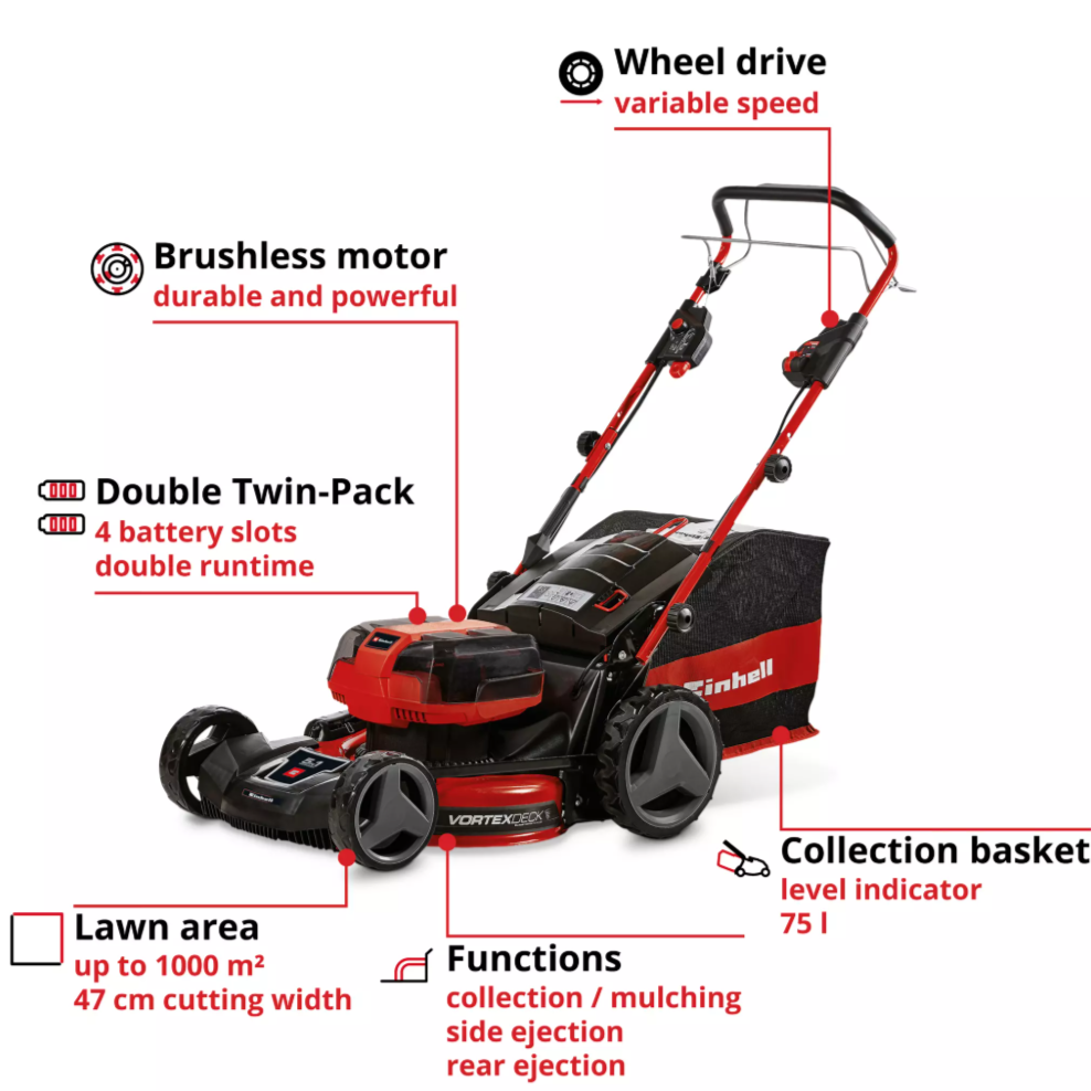 Einhell GP-CLM 47 S HW Li (4x5,2Ah) Akülü Çim Biçme Makinesi - 3413300