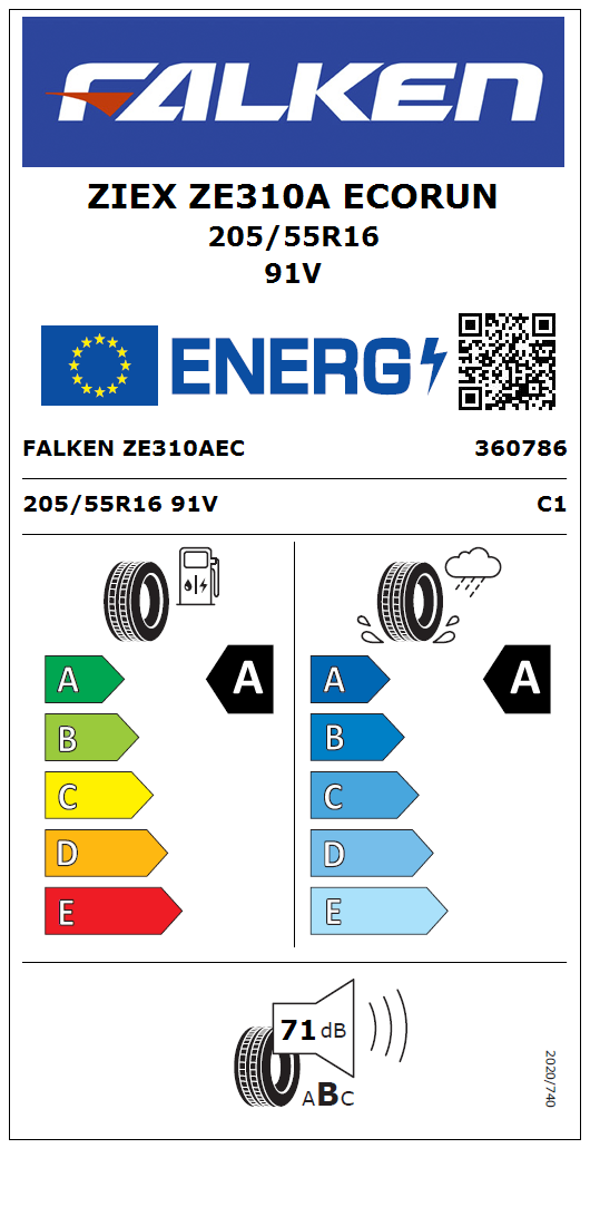 Falken 205/55R16 91V Ziex ZE310A Ecorun (OEM) Yaz Lastiği (2026)