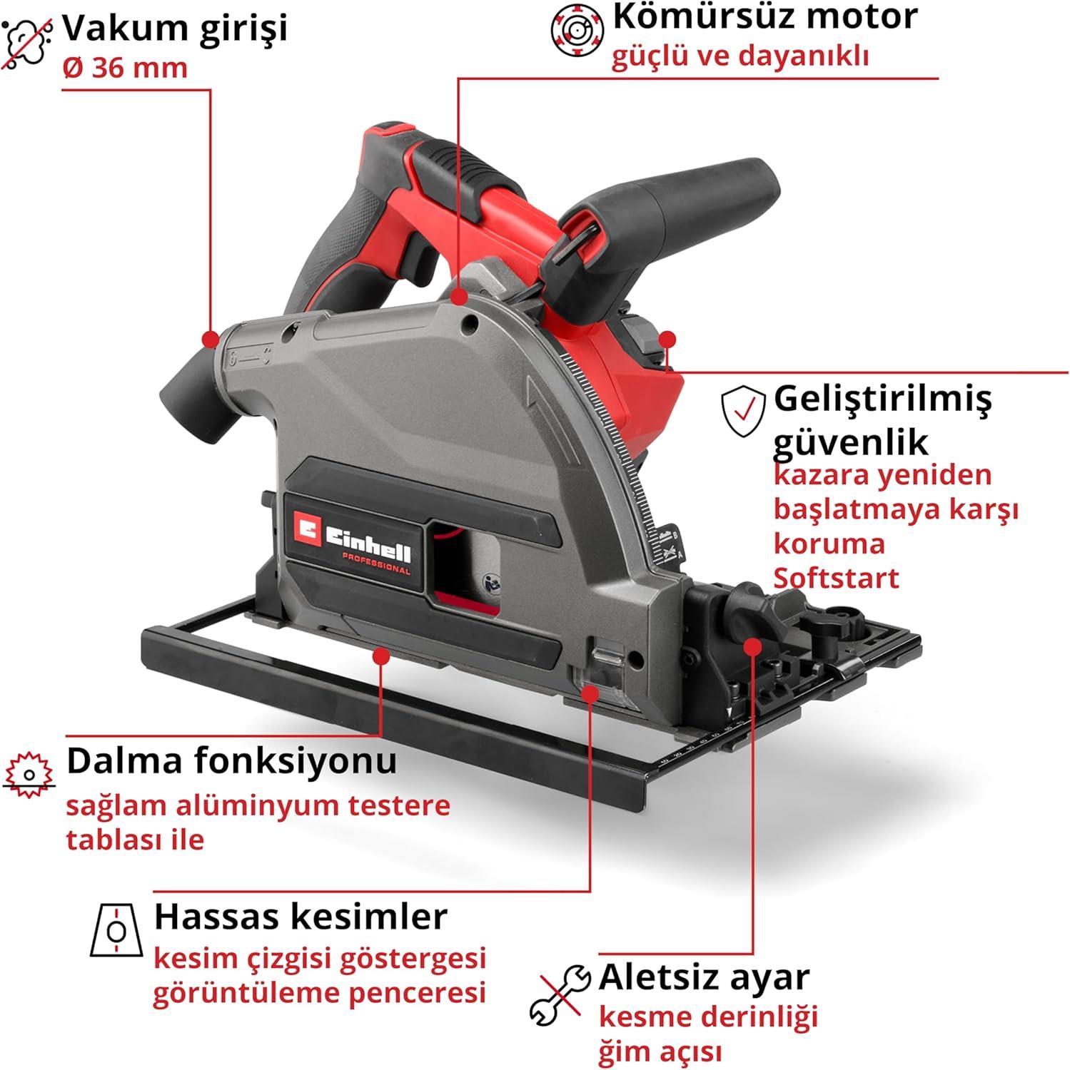Einhell TP-PS 18/165 Li BL - Solo, Akülü Daldırma Testeresi (Akü ve Şarj Cihazı Dahil Değildir) - 4331400