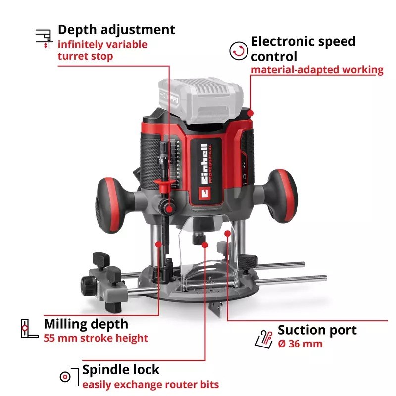Einhell Professional TP-RO 18/55 Li BL - Solo Akülü Freze Power X-Change (Akü ve Şarj Cihazı Dahil Değildir) - 4350425