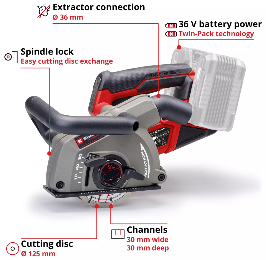 Einhell TP-MA 36/30 Li BL - Solo, Akülü Kanal Açma Makinesi (Akü ve Şarj Cihazı Dahil Değildir) - 4350800