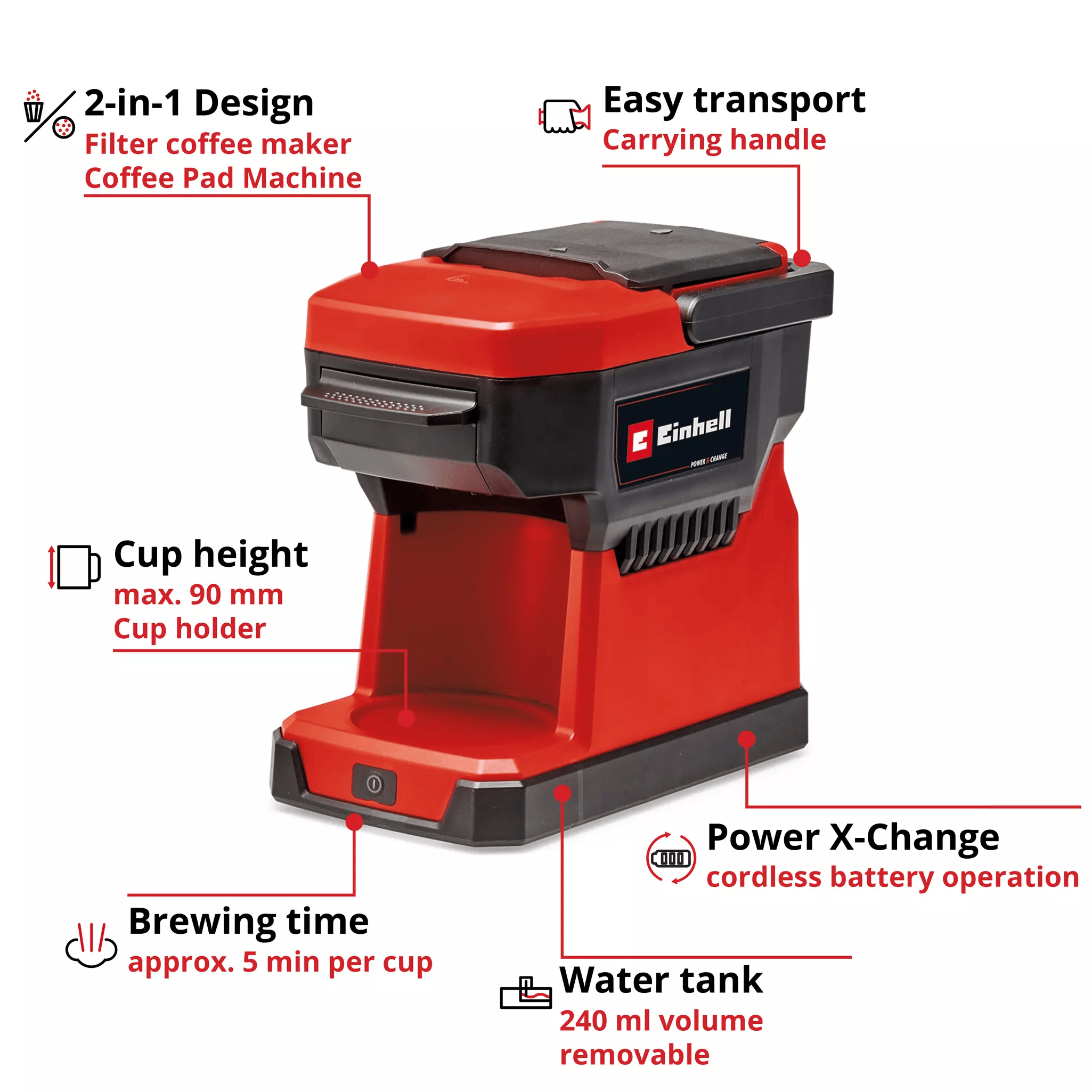 Einhell TE-CF 18 Li - Solo Akülü Kahve Makinesi (Akü ve Şarj Cihazı Dahil Değildir) - 4609990