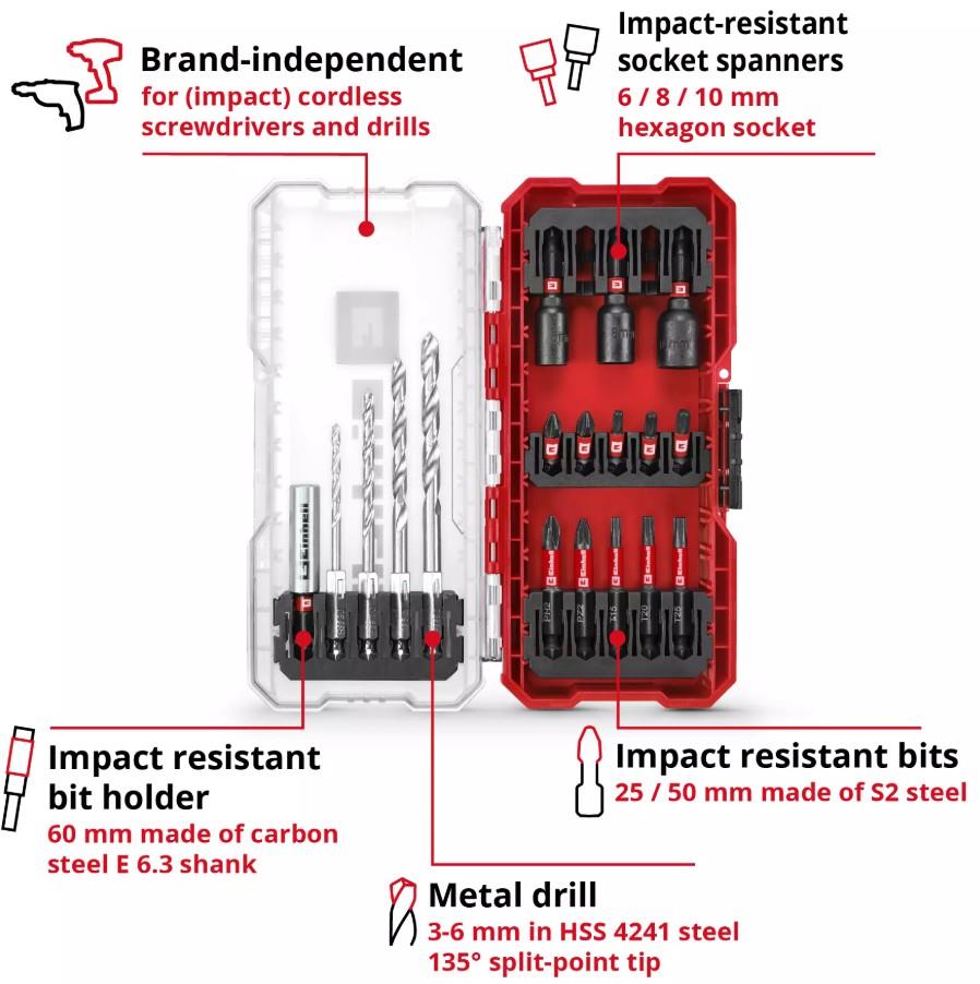 Einhell Vidalama uç seti 18 parça S-BOX kutu - 49108709