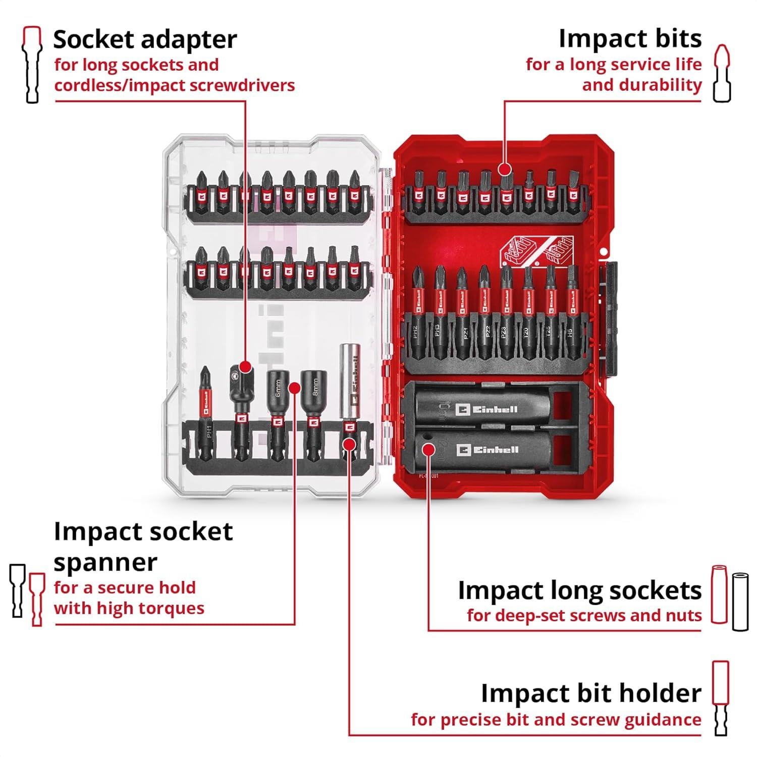 Einhell Bits Uç ve Soket Seti 39 Parça M-Case Kutu - 49109220