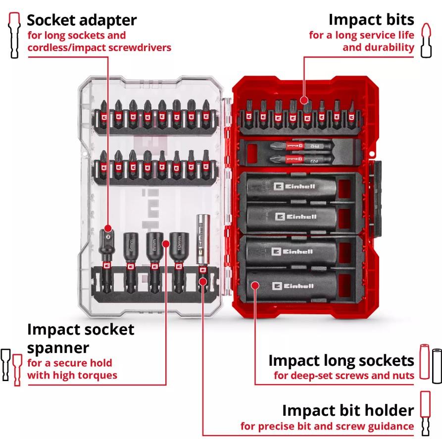 Einhell Bits ve Lokma Uç Seti 35 Parça M-Case Kutu - 49109230