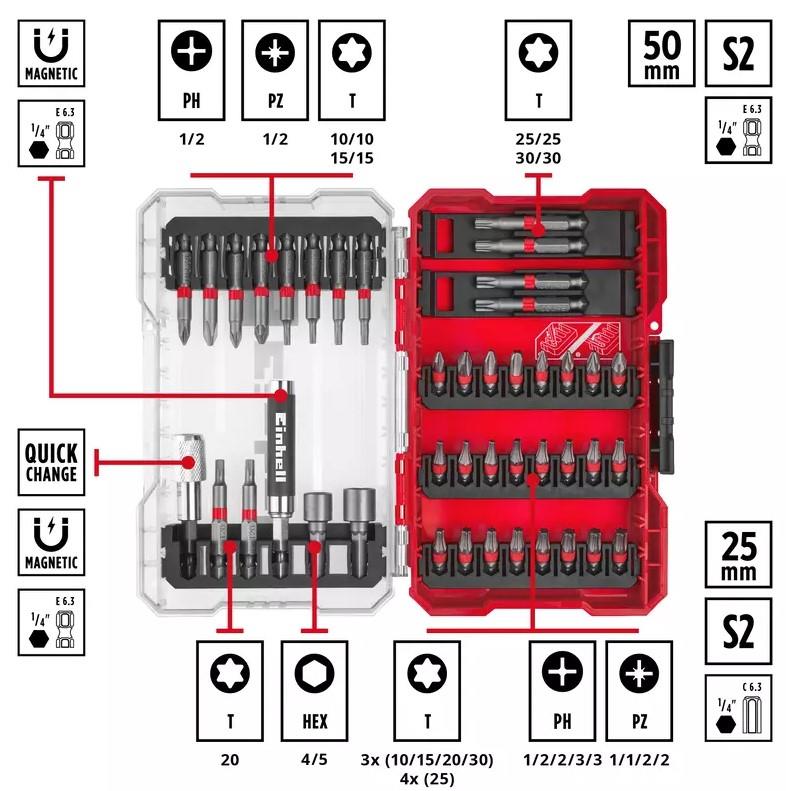 Einhell Vidalama Uç Seti 42 Parça M-CASE Kutu - 49118953