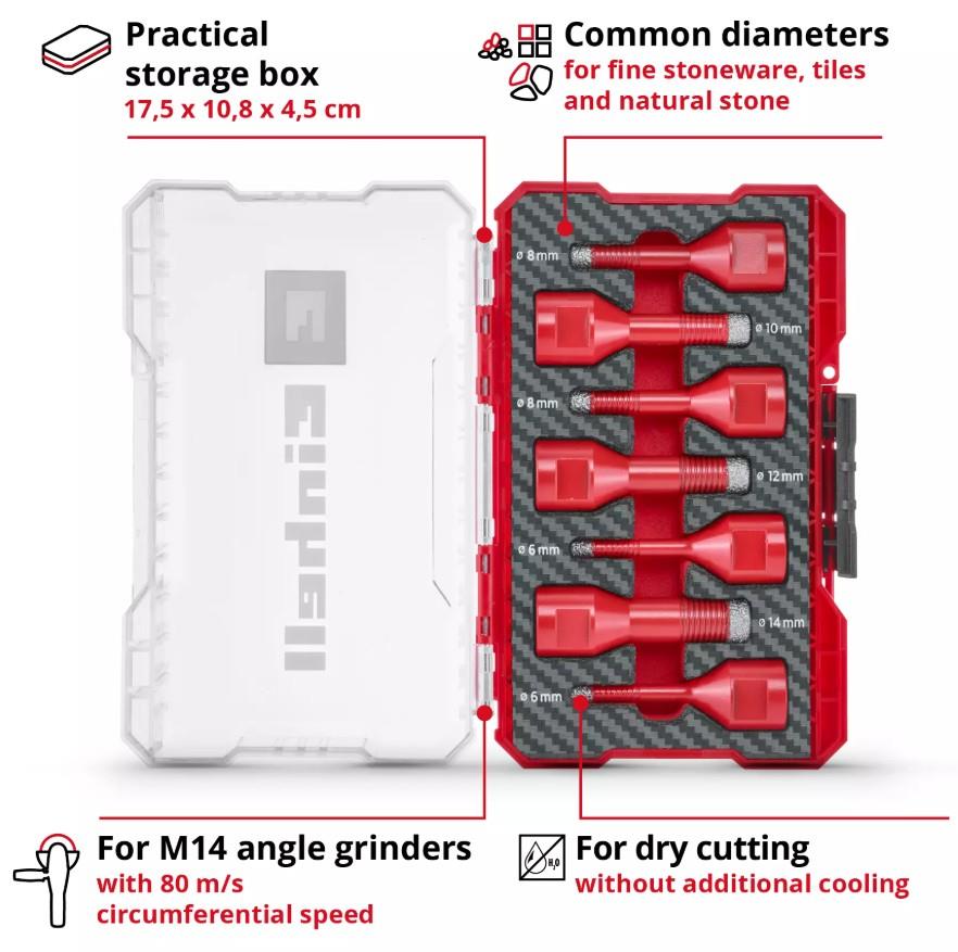 Einhell Taşlama Taş Delici Uç Seti 7 parça M-Case Kutu - 49500400