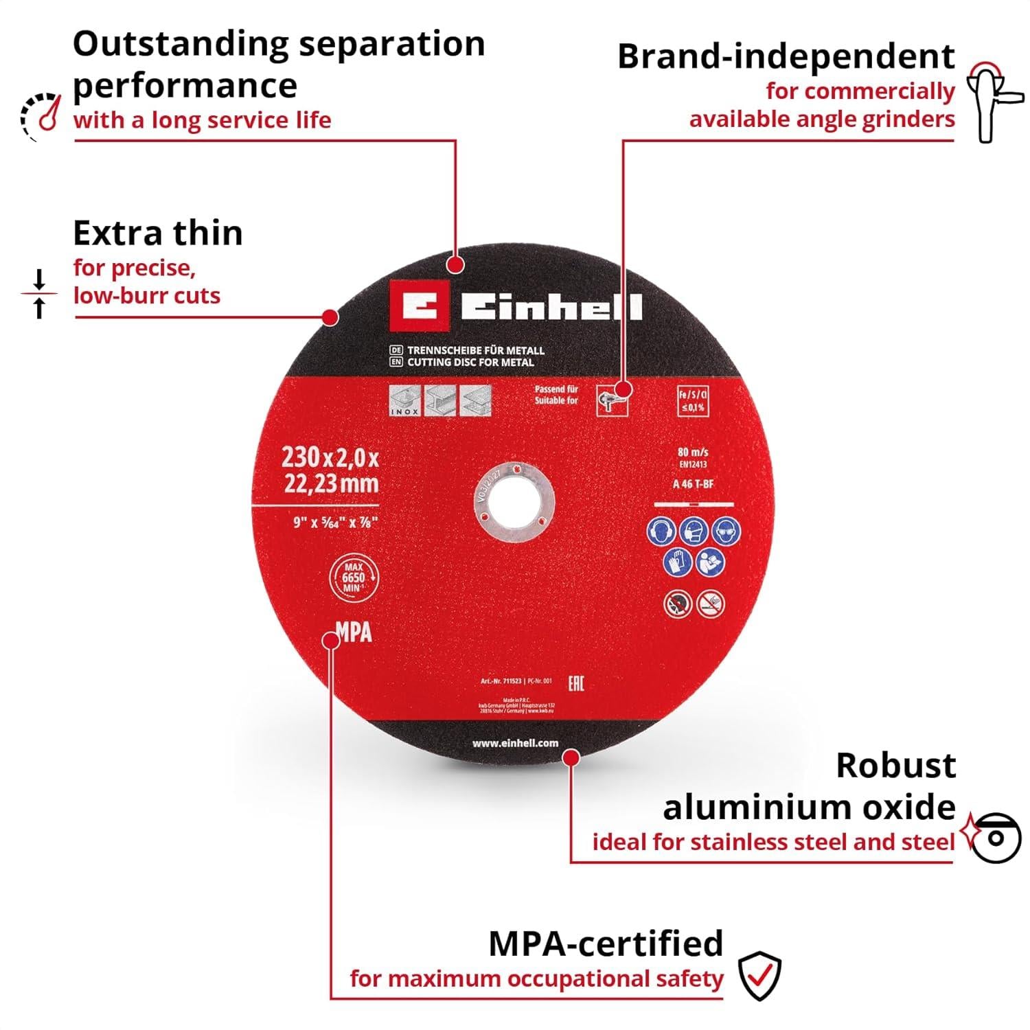 Einhell İnox kesici disk 230x2,0mm 3 Li. - 49711523