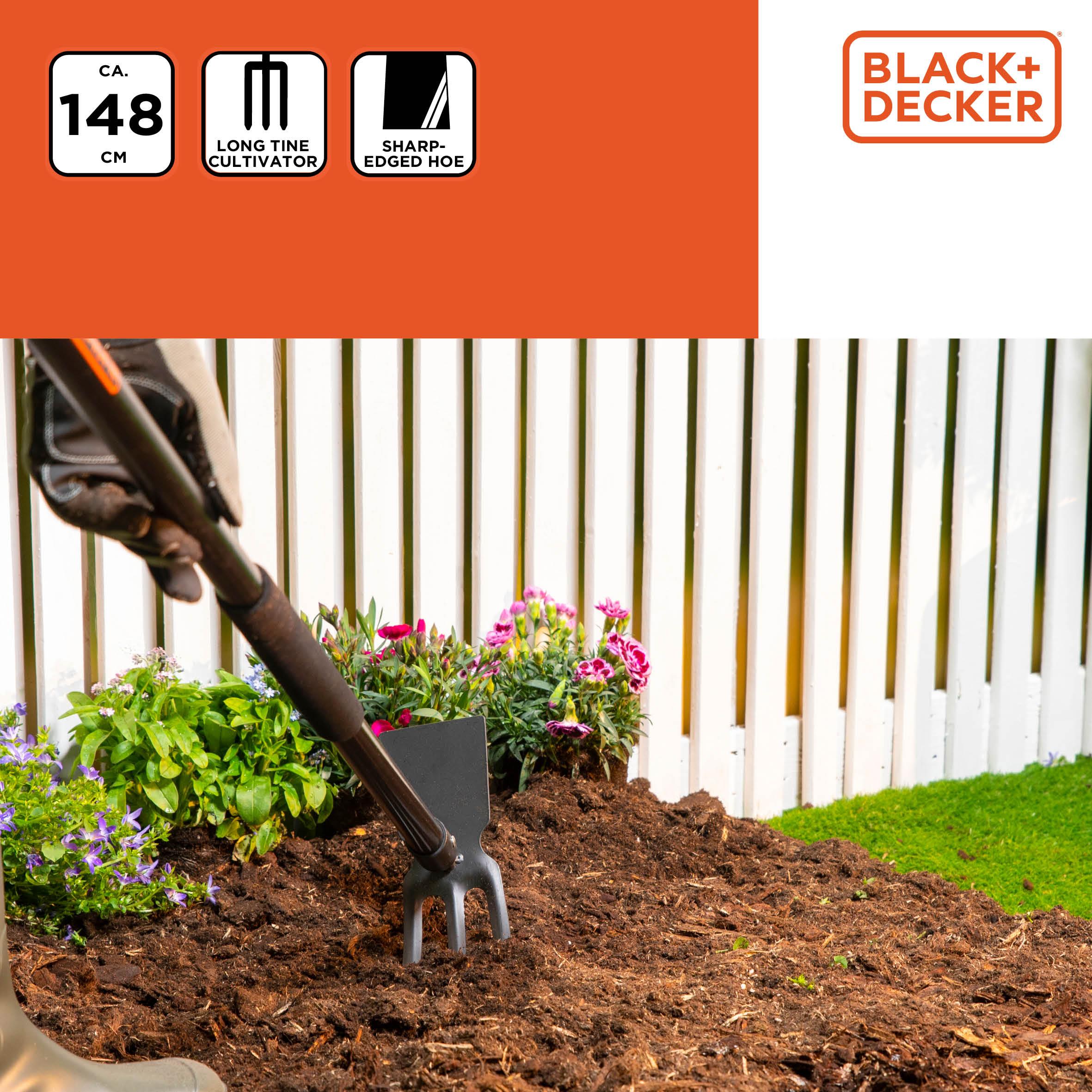 Black&Decker BXGTTO7009 Bahçe Çapası ve Tırmık 148 cm Siyah-Turuncu