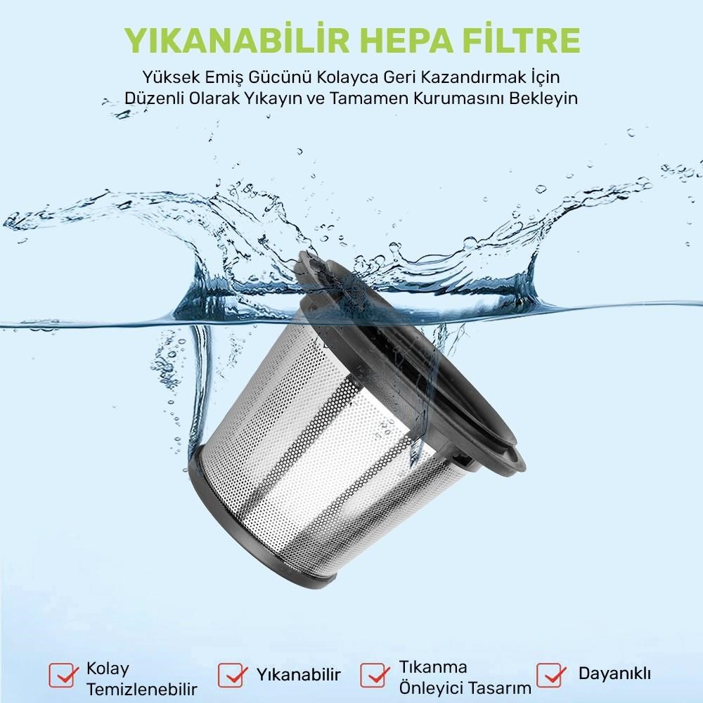 KOBB KBV20F 12V/Şarjlı Hibrit Araç Süpürgesi İçin Yedek HEPA+Çelik Filtre