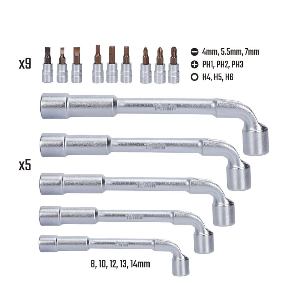 WORKPRO WP204003 26 Parça Cr-V Profesyonel Motosiklet Tamir Alet Seti