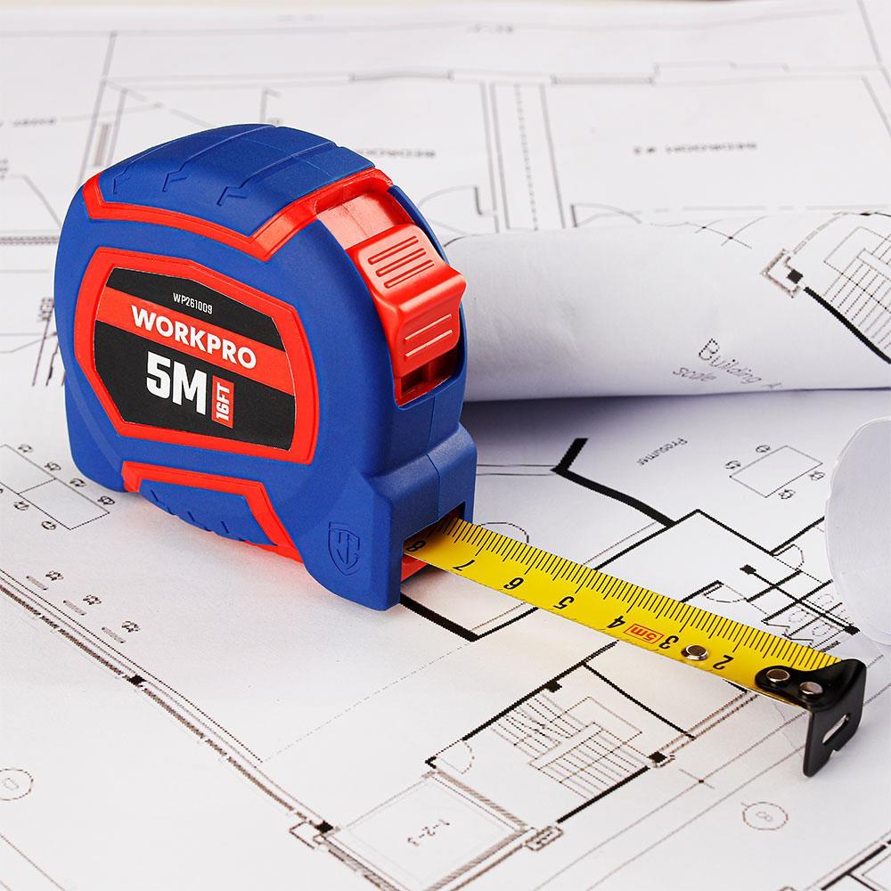 WORKPRO WP261009 5Mx19mm/16Ft. Naylon Kaplama Sarı Çelik Şerit Metre 