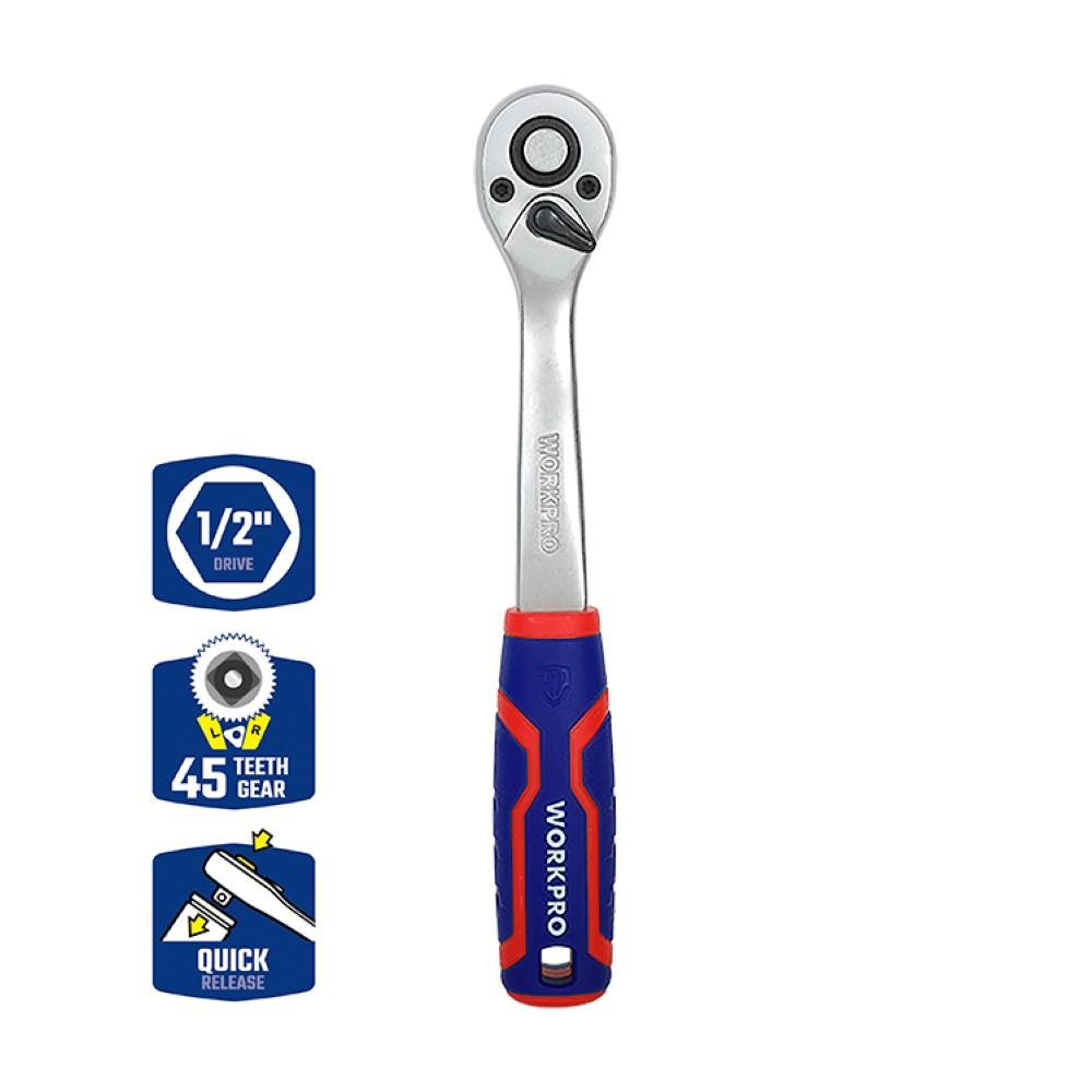 WORKPRO WP271009 1/2’ Cr-V Profesyonel Cırcır Lokma Kolu