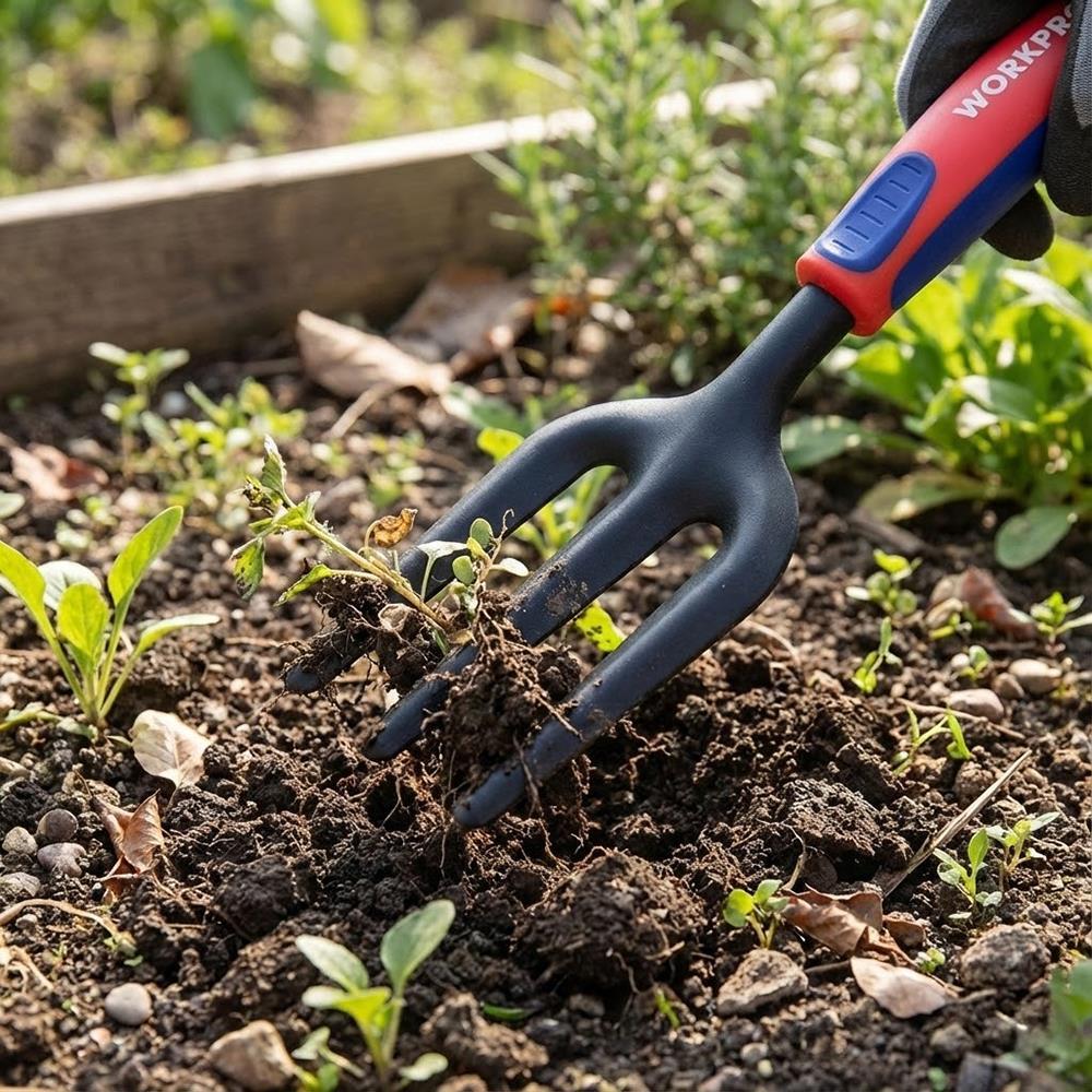WORKPRO WP331027 290x82mm Çelik Profesyonel Mini Bahçe Çatalı
