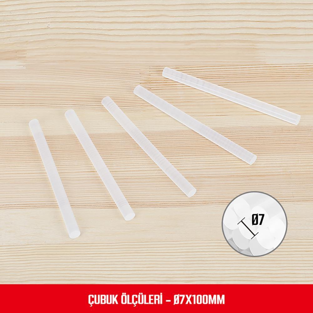 WORKPRO WP432001 7x100mm Sıcak Silikon Tabancası İçin 100 Adet Şeffaf Yedek Silikon/Mum