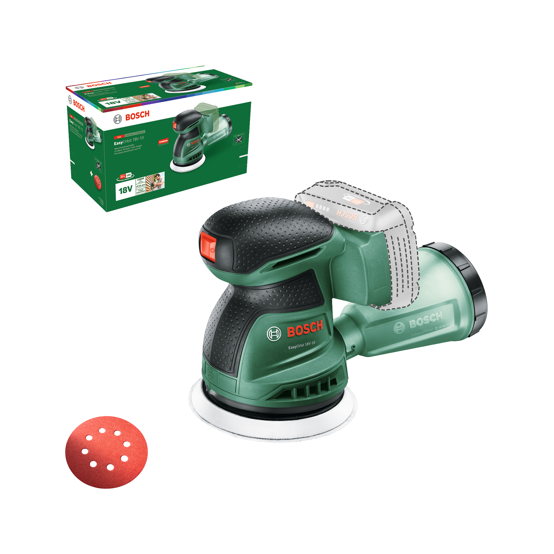 Bosch EasyOrbit18V-10 Eksantrik Zımpara (akü ve şarj cihazı dahil değildir)