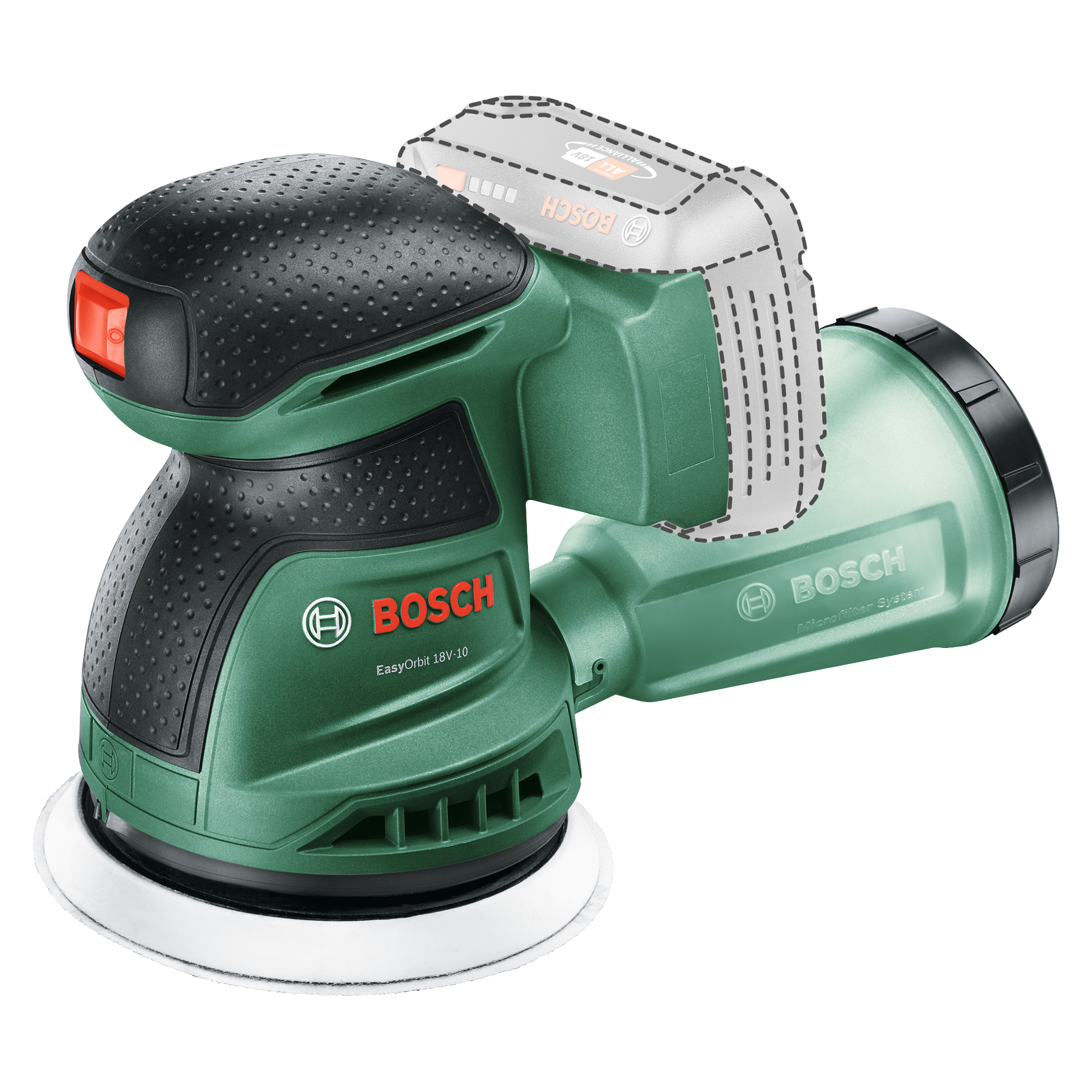 Bosch EasyOrbit18V-10 Eksantrik Zımpara (akü ve şarj cihazı dahil değildir)