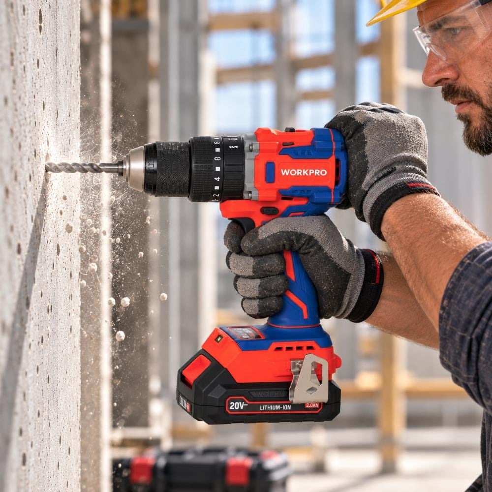 WORKPRO WP390016 20Volt 65Nm. Kömürsüz Profesyonel Şarjlı Darbeli Matkap (Akü Dahil Değildir)
