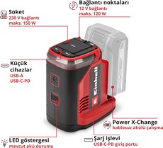 Einhell Classic TC-ES 18/150/1 Li-Solo  Akülü Enerji İstasyonu (Akü ve Şarj Cihazı Dahil Değildir) - 1091320