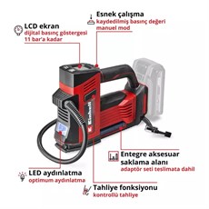 Einhell Car Expert CE-CC 18/23 D Li - Solo Akülü Mini Kompresör Power X-Change (Akü ve Şarj Cihazı Dahil Değildir) - 2071025
