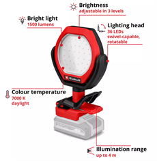 Einhell GC-OL 18/1500 Li-Solo, Akülü Çalışma Lambası (Outdoor & Kamp Işığı) (Akü ve Şarj Cihazı Dahil Değildir) - 2320120