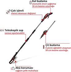 Einhell GP-HC 18/5020 Li T BL-Solo, Akülü Çok Fonksiyonlu Budama (Akü ve Şarj Cihazı Dahil Değildir) - 3410970