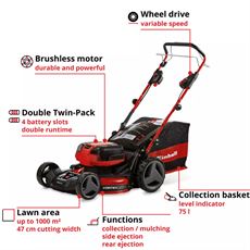 Einhell GP-CLM 47 S HW Li (4x5,2Ah) Akülü Çim Biçme Makinesi - 3413300