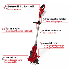 Einhell GE-CR 18/20 Li E - Solo Akülü Çapalama Makinesi (Akü ve Şarj Cihazı Dahil Değildir) - 3431210