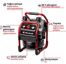 Einhell SILENZO 36/210 Solo, Kompresör (Akü ve Şarj Cihazı Dahil Değildir) - 4020380