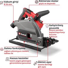 Einhell TP-PS 18/165 Li BL - Solo, Akülü Daldırma Testeresi (Akü ve Şarj Cihazı Dahil Değildir) - 4331400