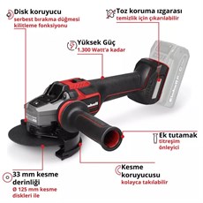 Einhell Professional TP-AG 18/125-13 Q Li BL - Solo Kömürsüz Akülü Avuç Taşlama Power X-Change (Akü ve Şarj Cihazı Dahil Değildir) - 4431215