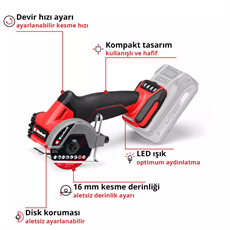 Einhell TP-CO 18/76-C Li BL - Solo, Akülü Avuç Taşlama (Akü ve Şarj Cihazı Dahil Değildir) - 4432000
