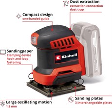 Einhell TE-OS 18/113 3X Li - Solo, Akülü Avuç İçi Zımpara (Akü ve Şarj Cihazı Dahil Değildir) - 4460730