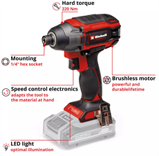 Einhell TP-CI 18/220 Li BL - Solo, Akülü Darbeli Vidalama (Akü ve Şarj Cihazı Dahil Değildir) - 4510085