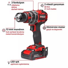 Einhell TP-CD 18/60 Li- i BL (1x2,0Ah), Akülü Darbeli Vidalama - 4514211