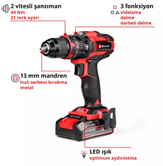 Einhell TE-CD 18/44 Li-i (1x2,5Ah), Akülü Darbeli Vidalama - 4514287