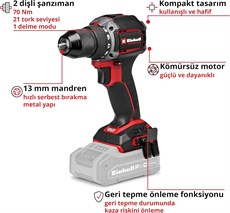 Einhell Professional TP-CD 18/70 C Li-BL - Solo Akülü Vidalama Compact Sistem (Akü ve Şarj Cihazı Dahil Değildir) - 4514335