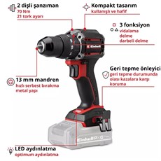 Einhell Professional TP-CD 18/70-C Li-i BL - Solo Darbeli Akülü Vidalama Compact Sistem Power X-Change (Akü ve Şarj Cihazı Dahil Değildir) - 4514340
