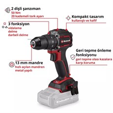 Einhell Profesyonel Darbeli Akülü Vidalama TP-CD 18/50-C Li-i BL - Solo (Akü ve Şarj Cihazı Dahil Değildir) - 4514400