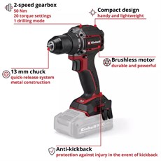 Einhell Profesyonel Akülü  Darbeli Vidalama TP-CD 18/50-C Li BL - Solo  (Akü ve Şarj Cihazı Dahil Değildir) - 4514405