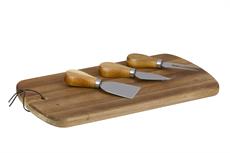 Alpina ALP112 Peynir Tahtası ve Bıçak Seti 4 Parça 32x17,5 cm