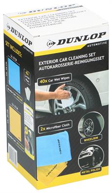 Dunlop DUN102 Araç Temizlik Seti 2 Adet Mikrofiber Bez 35x35 cm (250 g/m²) + 40 Adet Temizleme Mendili