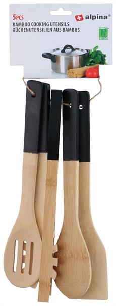 Alpina ALP108S Bambu Mutfak Gereçleri Seti 5 Parça 30 cm Siyah