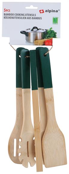 Alpina ALP108Y Bambu Mutfak Gereçleri Seti 5 Parça 30 cm Yeşil