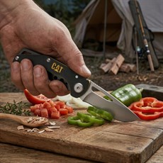 CAT DA980010 Kemer Askı Kancalı Katlanabilir 12CM Paslanmaz Çelik Kamp Çakısı