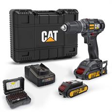 CAT DX155.1SET 18Volt/2.0Ah Li-ion Çift Akülü Profesyonel Şarjlı Darbeli Matkap + DA01901 32 Parça Vidalama Uç Seti