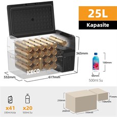 ICECO MCD25B 12/24Volt 25 Litre Kompresörlü Oto Buzdolabı/Dondurucu + Buz Kaseti