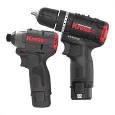 Kress KUG02 12Volt/2.0Ah. Li-ion Çift Akülü Kömürsüz Profesyonel Şarjlı Darbeli Matkap + Kömürsüz Darbeli Tornavida Kombo Set