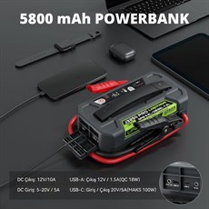Lokithor J3250PRO 12V 3250Amp LiFePO4 Akıllı Akü Takviye + Powerbank + Led Lamba