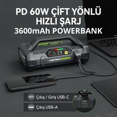 Lokithor JA3000PRO 12V 3000Amp LiFePO4 Akıllı Akü Takviye + Pompa + Powerbank + Led Lamba